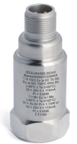 CMCP422VT-C-IS — 顶部出线本安型 4–20 mA 传感器，MS 连接器